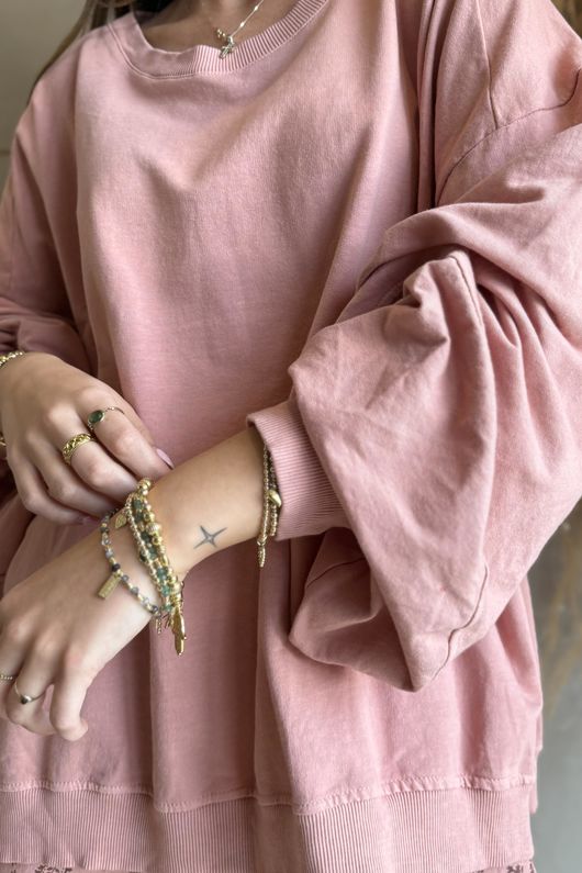 Lagen Lantern Sleeve Sweatshirt Soft Terracotta